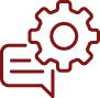 Icon Sprechblase und Zahnrad